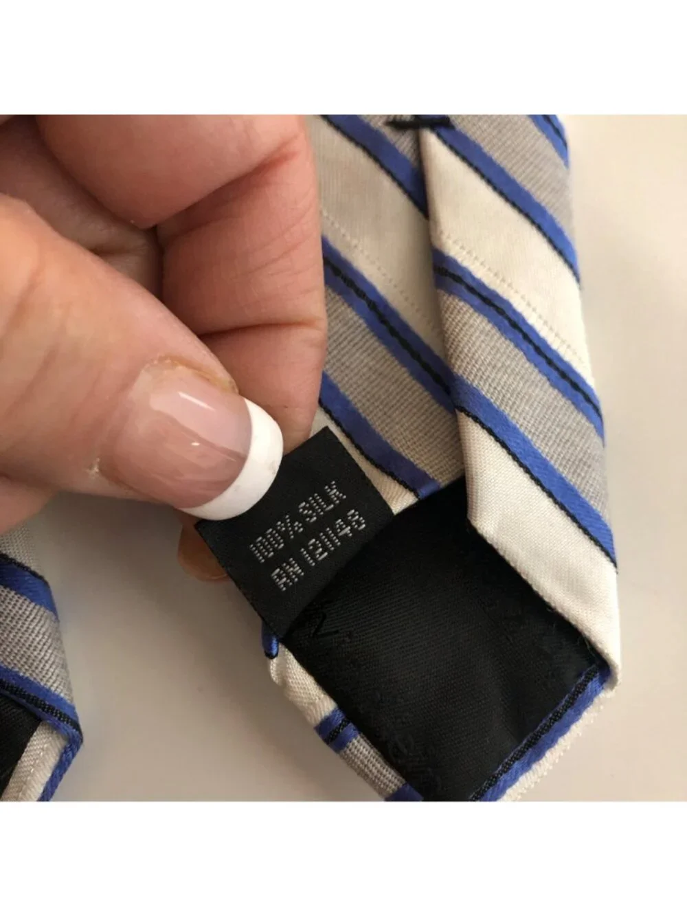 Calvin Klein Silk Tie Blue Gray Striped Mens Necktie Accessory Office Work Gift